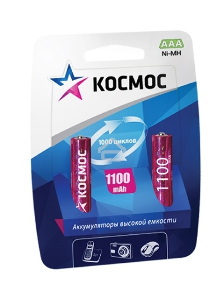Аккумулятор КОСМОС KOCR03NIMH(1100MAH)R03 NiMn 1100мАч (блист.2шт.) Цена за 1шт