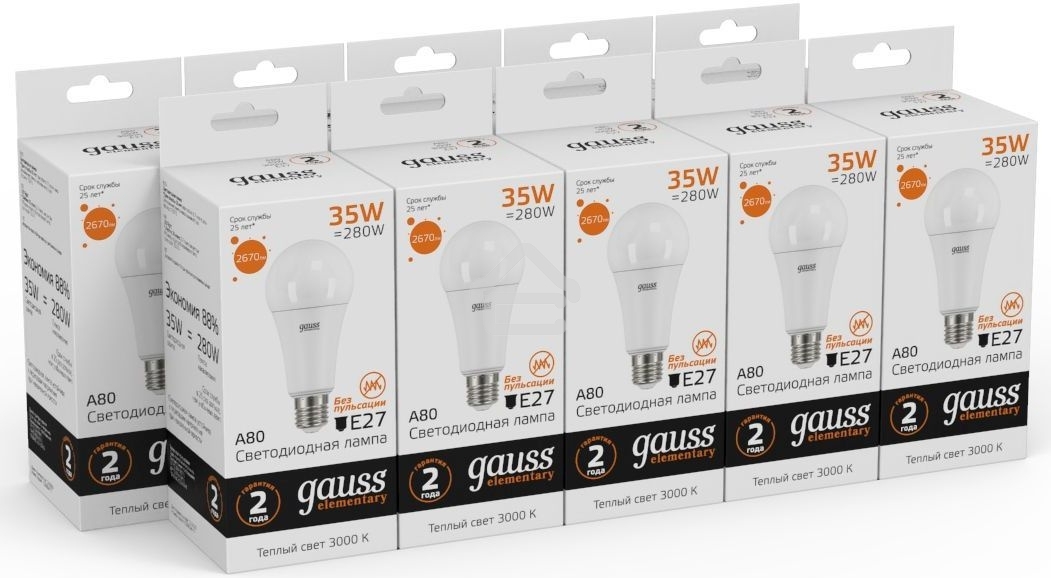 Лампа светодиодная Gauss Elementary A67 35Вт 3000К E27 2670лм