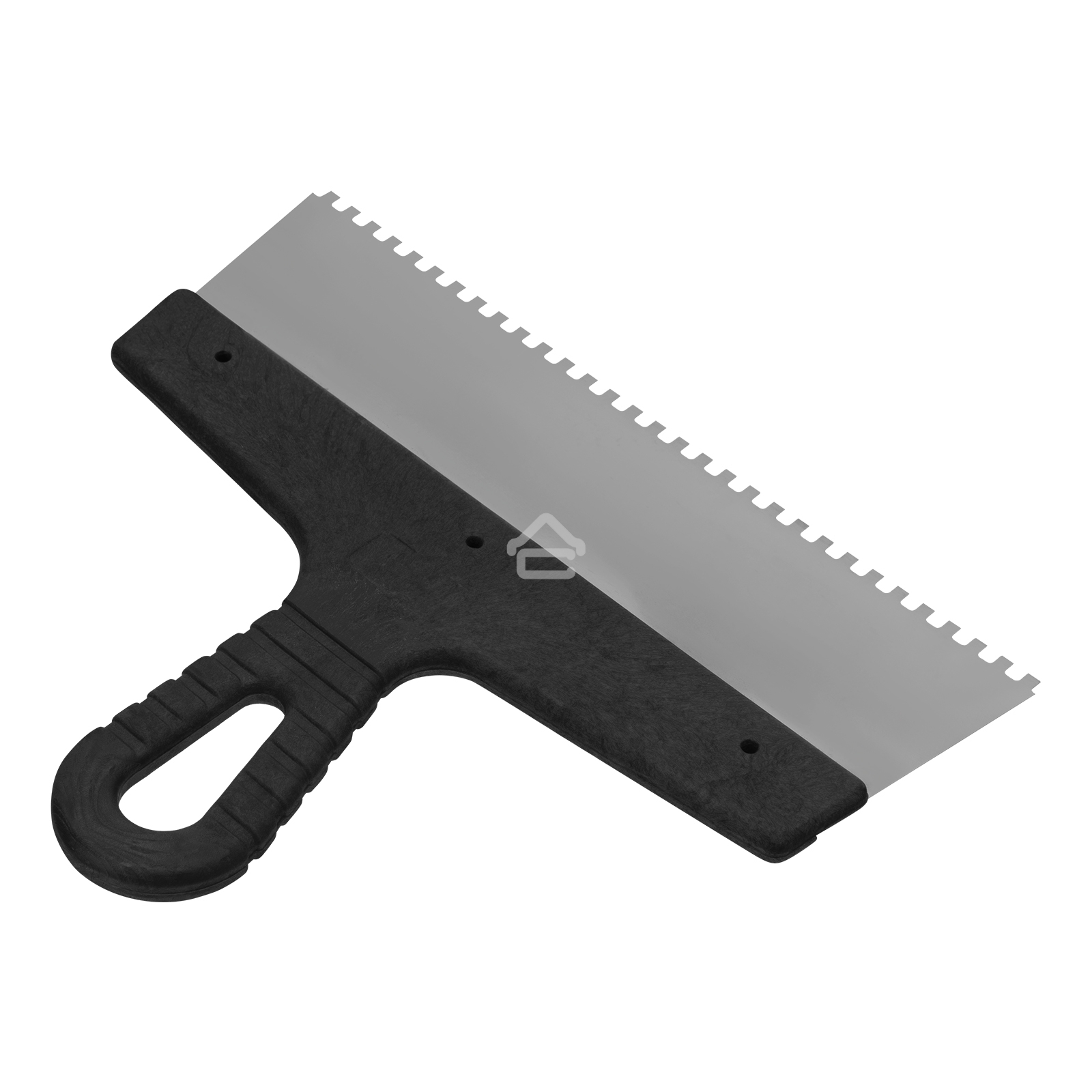 Шпатель из нержавеющей стали Сибртех 250 мм, зуб 4х4 мм, пластмассовая рукоятка