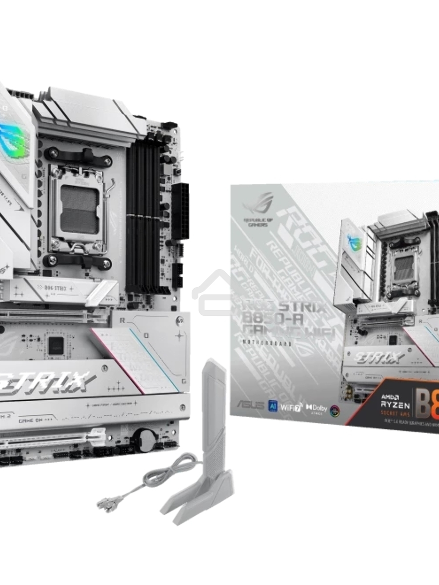 Материнская плата ASUS ROG STRIX B850-A GAMING WIFI, AM5, AMD B850, 4xDDR5, 2xSATA, 4xM.2, 1xPCIe 5.0 x16, 1xPCIe 4.0 x16, 1xPCIe x4, 1xDP, 1xHDMI, 1x2.5Gb LAN, 1xUSB-C 20Gbps, 1xUSB-C 10Gbps, 2xUSB-A 10Gbps, 4xUSB 5Gbps, 2xUSB-A 2.0, 3x3.5 мм, 7.1, ATX
