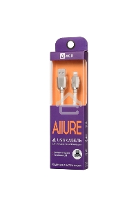 Кабель USB ACD-Allure Lightning ~ USB-A Кожа, 1м, белый (ACD-U926-P5W)