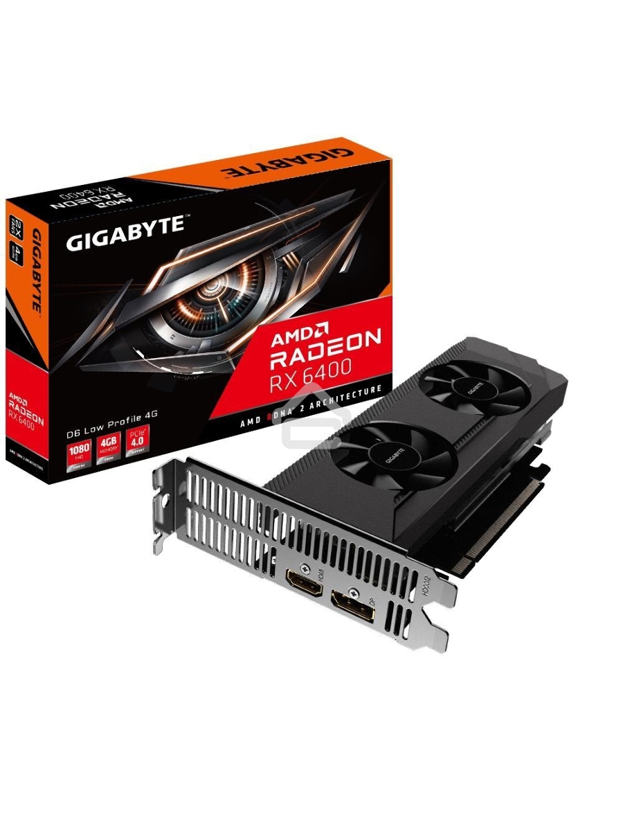 Видеокарта Gigabyte PCI-E 4.0 GV-R64D6-4GL AMD Radeon RX 6400 4096Mb 64 GDDR6 2039/16000 HDMIx1 DPx1 HDCP Ret low profile