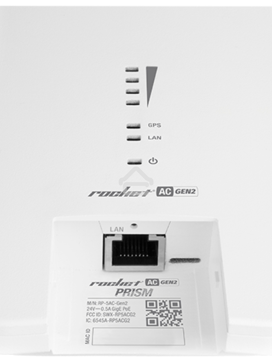 Точка доступа UBIQUITI RP-5AC-Gen2 Rocket 5AC PRISM Gen 2 Радиоустройство 5 ГГц, PtMP/PtP, airMAX ac, 2x RP-SMA, фильтры airPrism, GPS Sync