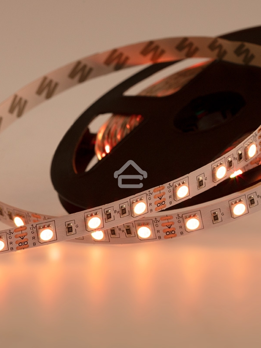 Лента LED открытая, 10 мм, IP23, SMD 5050, 60 LED/m, 12 V, цвет свечения RGB