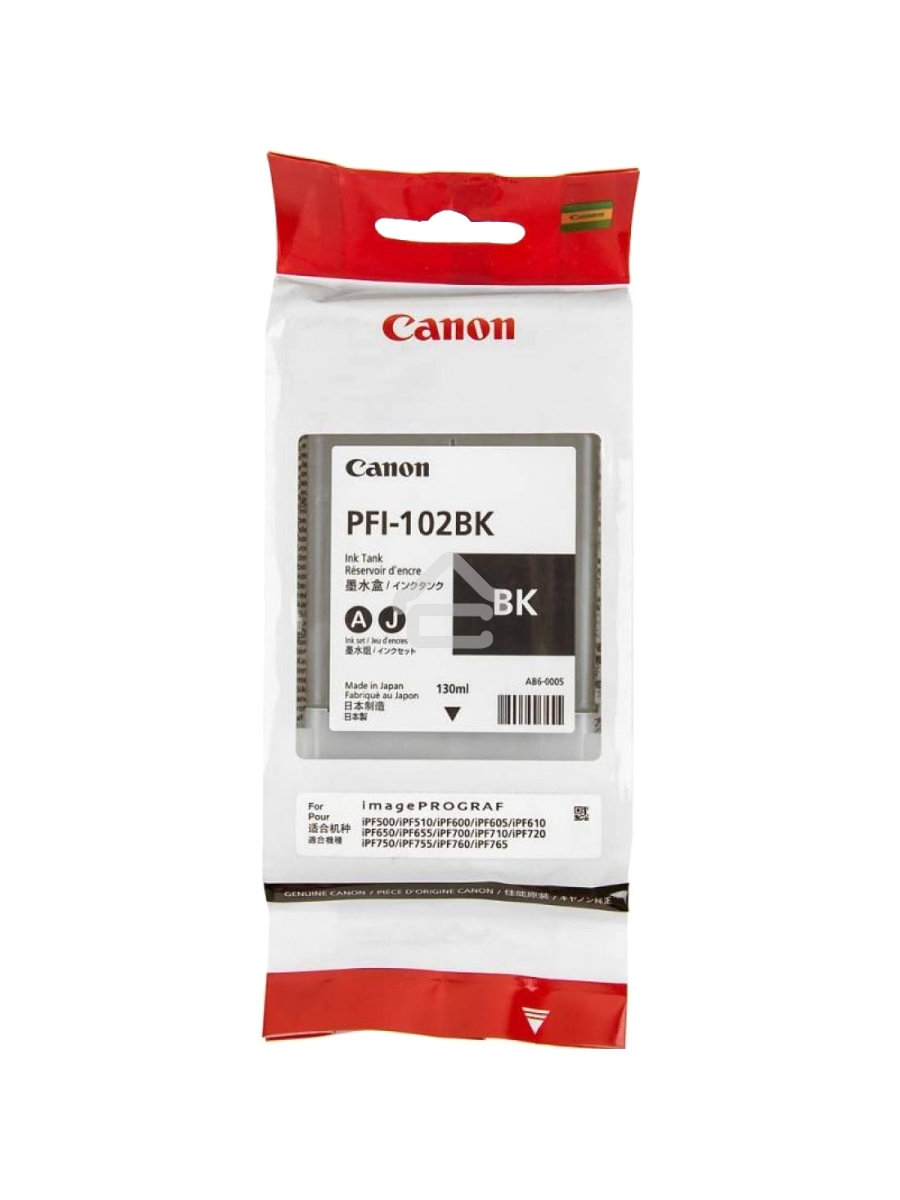 Картридж струйный Canon PFI-102Bk (0895B001) черный (130 мл.) для Canon iPF605, iPF610, iPF650, iPF655, iPF710, iPF750, iPF755, LP17, iPF510
