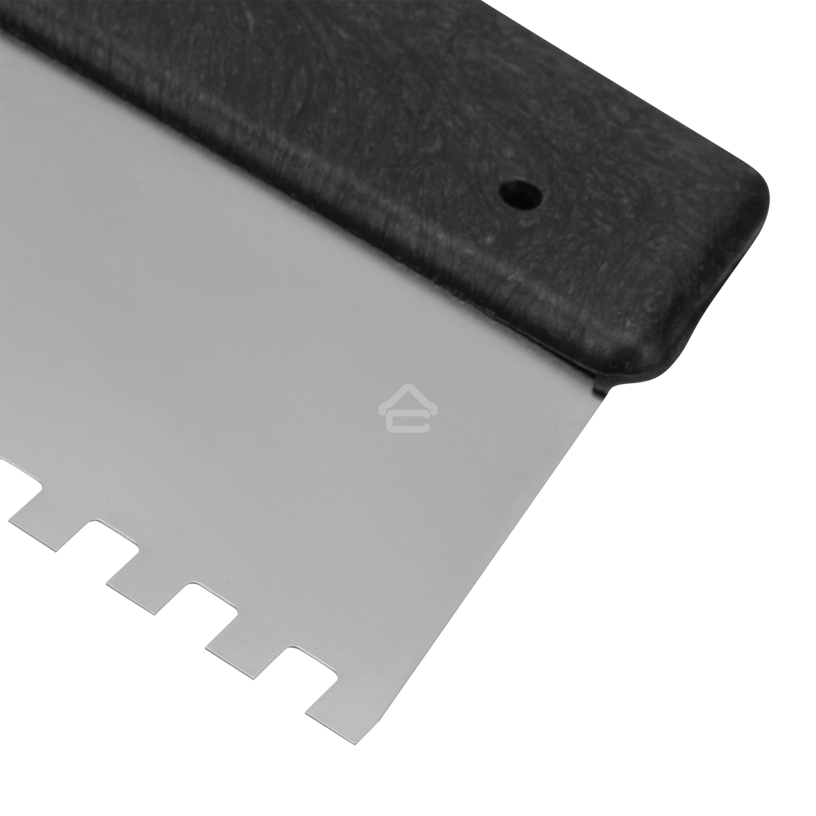 Шпатель из нержавеющей стали Сибртех 250 мм, зуб 4х4 мм, пластмассовая рукоятка