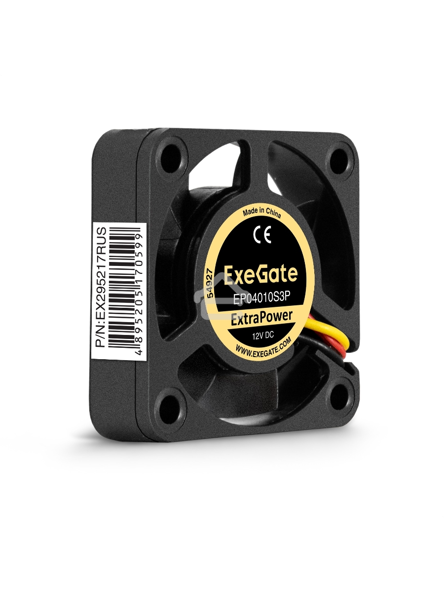 Вентилятор для корпуса ExeGate EP04010S3P черный, 40 мм, 7500 об/мин, 36 дБ, 3 pin