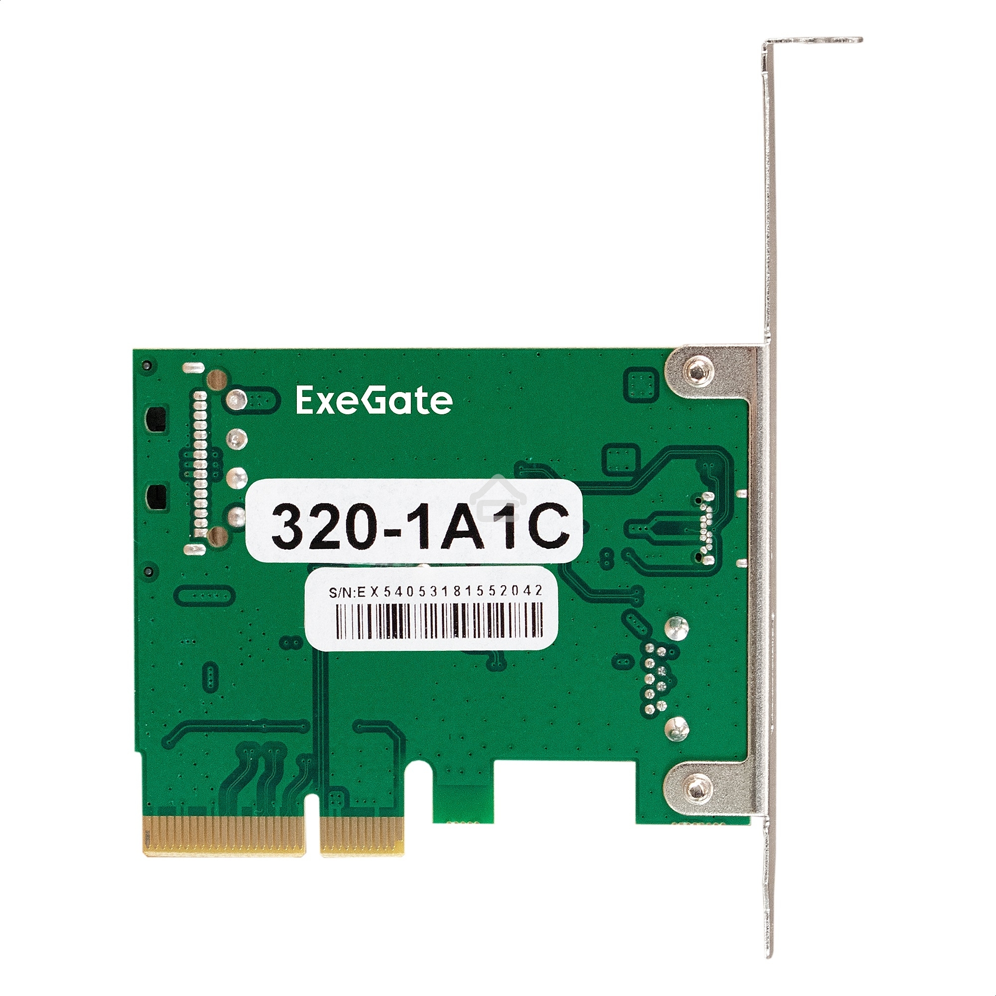 Контроллер ExeGate EXE-320-1A1C (PCI-E x4 v3.0, USB3.2 Gen2 1xType-A + 1xType-C ext., SuperSpeed+ скорость до 10 Гбит/с, разъем доп.питания, ASMedia Chipset ASM1142)