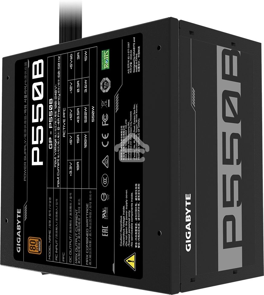 Блок питания Gigabyte GP-P550B, 550Вт, 80 PLUS Bronze, 120мм, черный