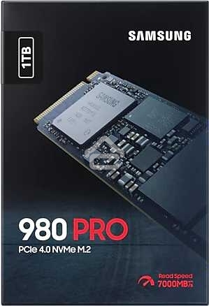 Накопитель SSD Samsung 980 PRO, 1TB, PCIe 4.0 x4, M.2 2280, NVMe, R/W 7000/5000