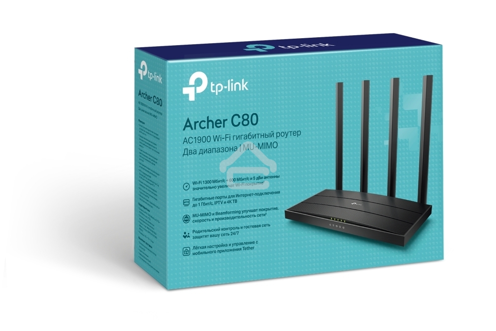 Роутер беспроводной TP-Link Archer C80 AC1900 10/100/1000BASE-TX черный