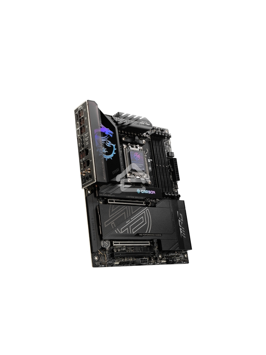 Материнская плата MSI MPG X870E CARBON WIFI, AM5, AMD X870E, 4xDDR5, 4xSATA, 4xM.2, 1xPCIe 5.0 x16, 1xPCIe 5.0 x4, 1xPCIe 4.0 x4, 1xHDMI, 2xUSB-C, 2x1Gb LAN, 9xUSB 3.2 Gen 2, 2xUSB4, 2x3.5 мм, 7.1, ATX