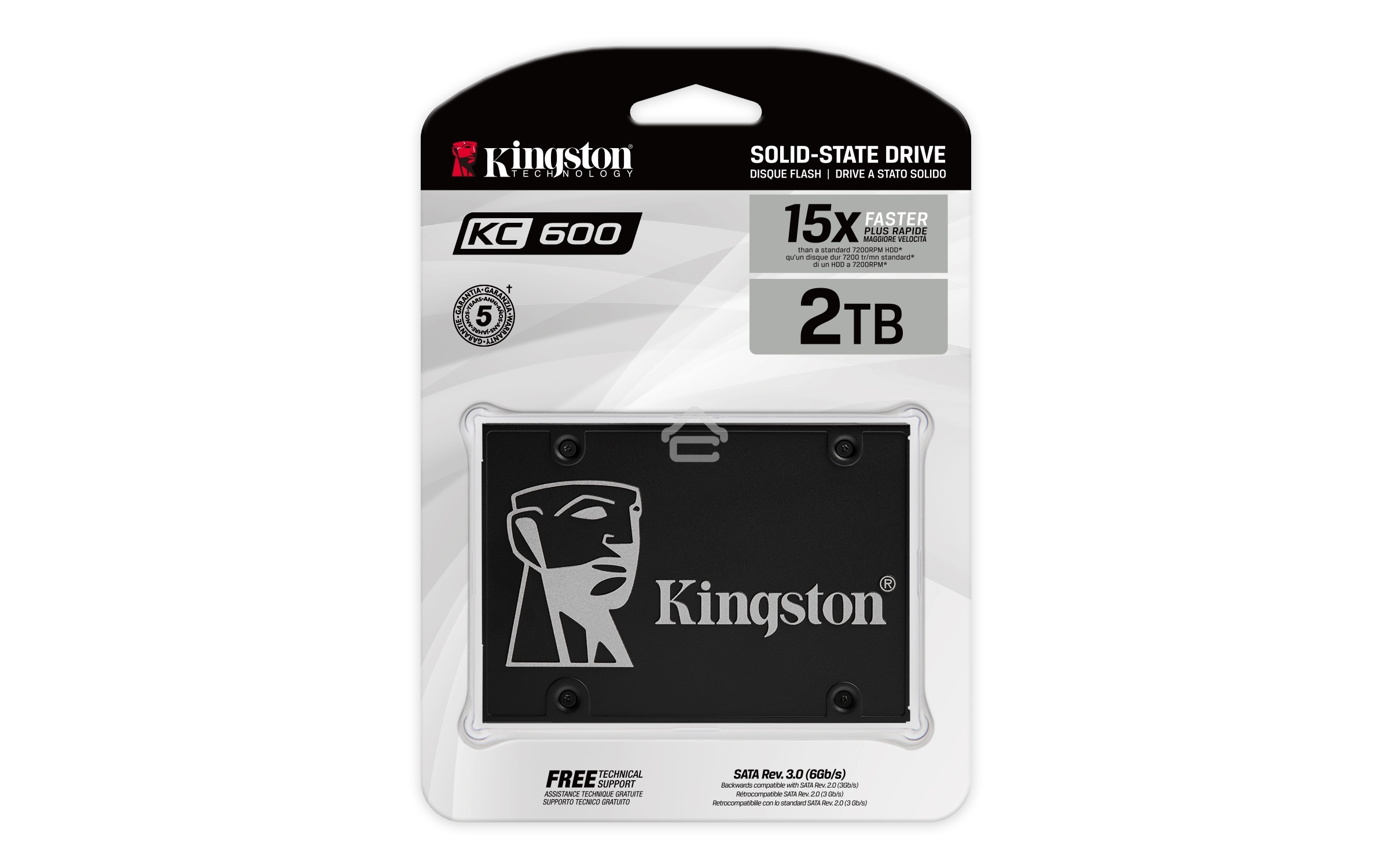 Накопитель SSD Kingston KC600, 2Tb, SATA III, 2.5
