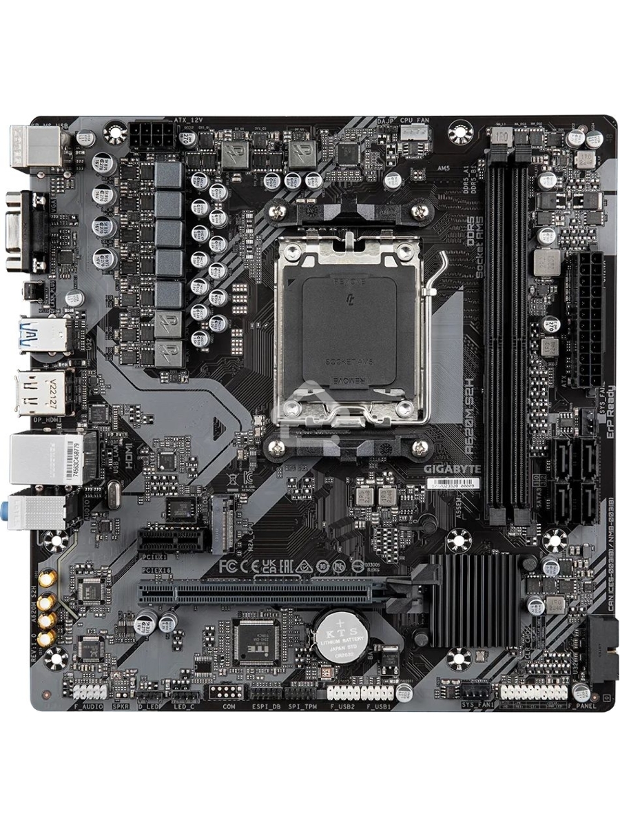 Материнская плата Gigabyte A620M S2H, Micro-ATX, AM5, AMD A620, 2xDDR5, 4xSATA, 1xM.2, 1xPCI-E 4.0 x16, 1xDP, 1xHDMI, 1xVGA, 1x1Gb LAN, 2xUSB 3.2 Gen 1, 4xUSB 2.0, 3x3.5mm, 7.1, mATX