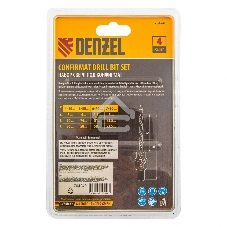 Набор сверл под конфирмат Denzel 3-5 мм, 4 шт