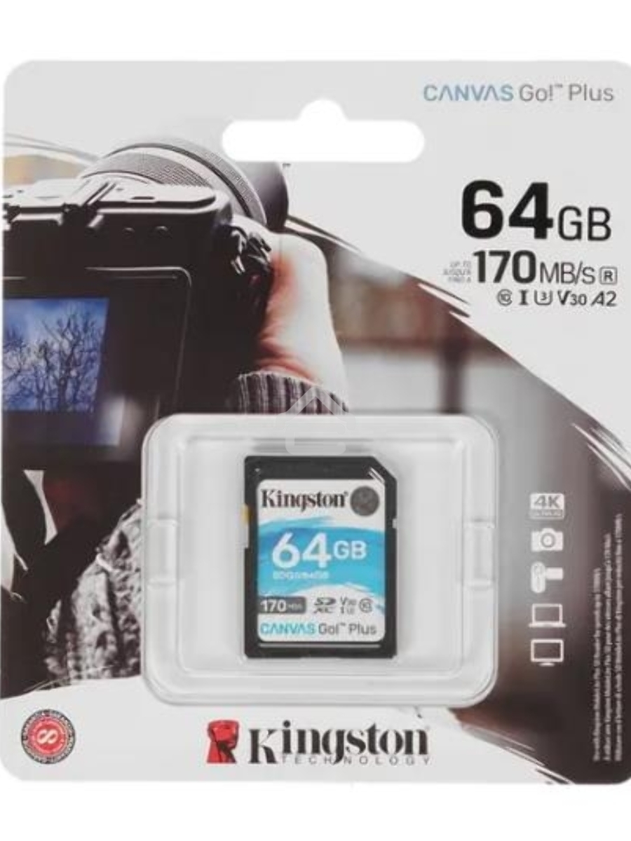 Флеш карта Kingston 64GB SDXC Canvas Go Plus 170R C10 UHS-I U3 V30 EAN: 740617301397