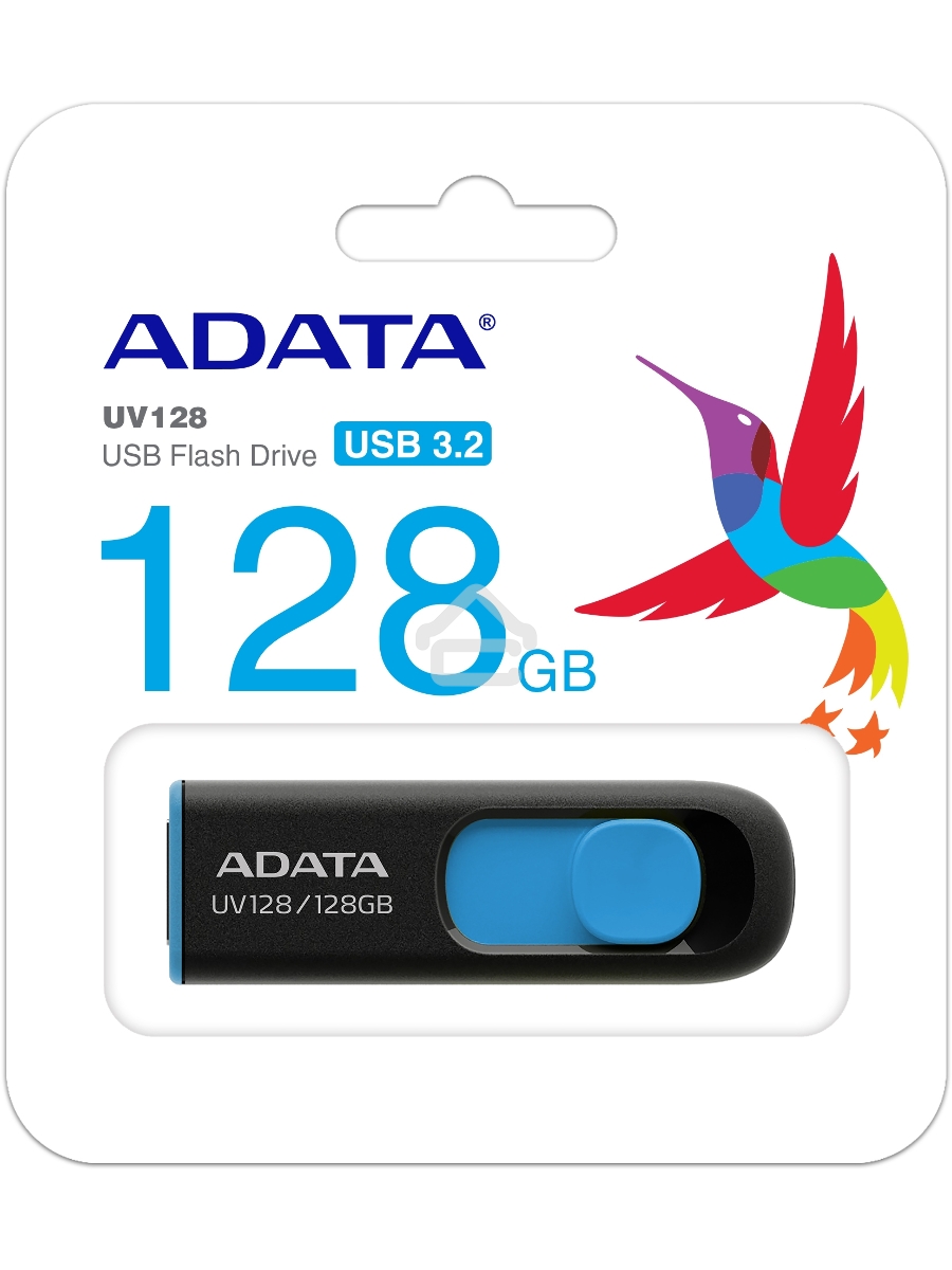 Флеш диск 128GB ADATA UV128, USB 3.0, черный/синий