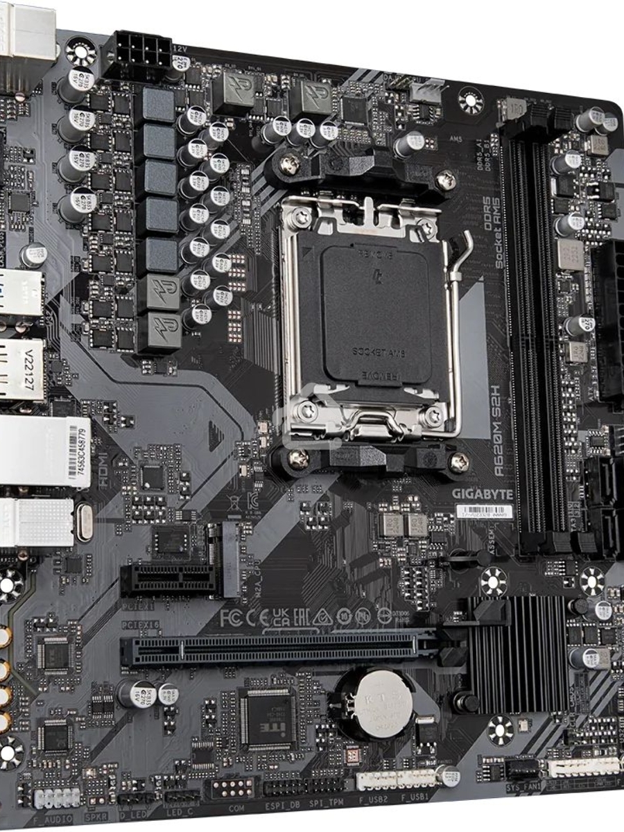 Материнская плата Gigabyte A620M S2H, Micro-ATX, AM5, AMD A620, 2xDDR5, 4xSATA, 1xM.2, 1xPCI-E 4.0 x16, 1xDP, 1xHDMI, 1xVGA, 1x1Gb LAN, 2xUSB 3.2 Gen 1, 4xUSB 2.0, 3x3.5mm, 7.1, mATX