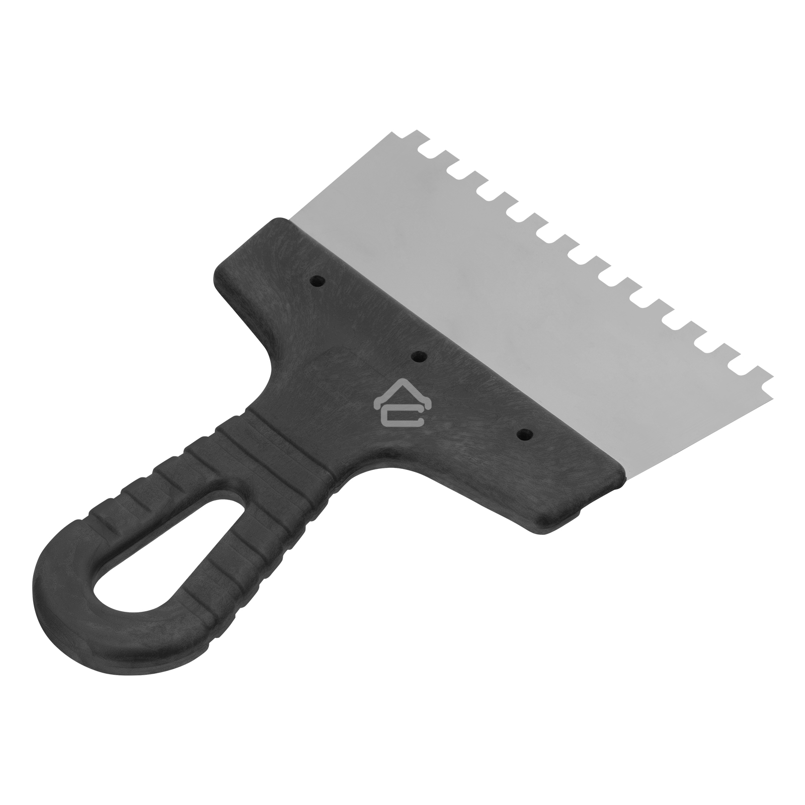 Шпатель из нержавеющей стали Сибртех 150 мм, зуб 6х6 мм, пластмассовая ручка