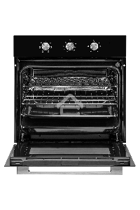 Духовой шкаф MONSHER MOE 6062 Noir, 5 режимов работы, объем духовки 58 л., утапливаемые переключатели, механический таймер, 2 стекла в дверце, энергоэффективность А, цвет: черный,фурнитура серебряная