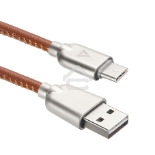 Кабель USB ACD-Allure Type-C ~ USB-A Кожа, 1м, коричневый