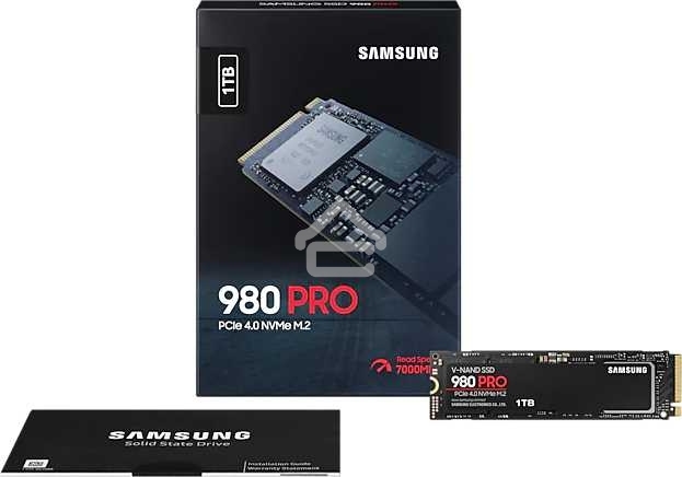 Накопитель SSD Samsung 980 PRO, 1TB, PCIe 4.0 x4, M.2 2280, NVMe, R/W 7000/5000