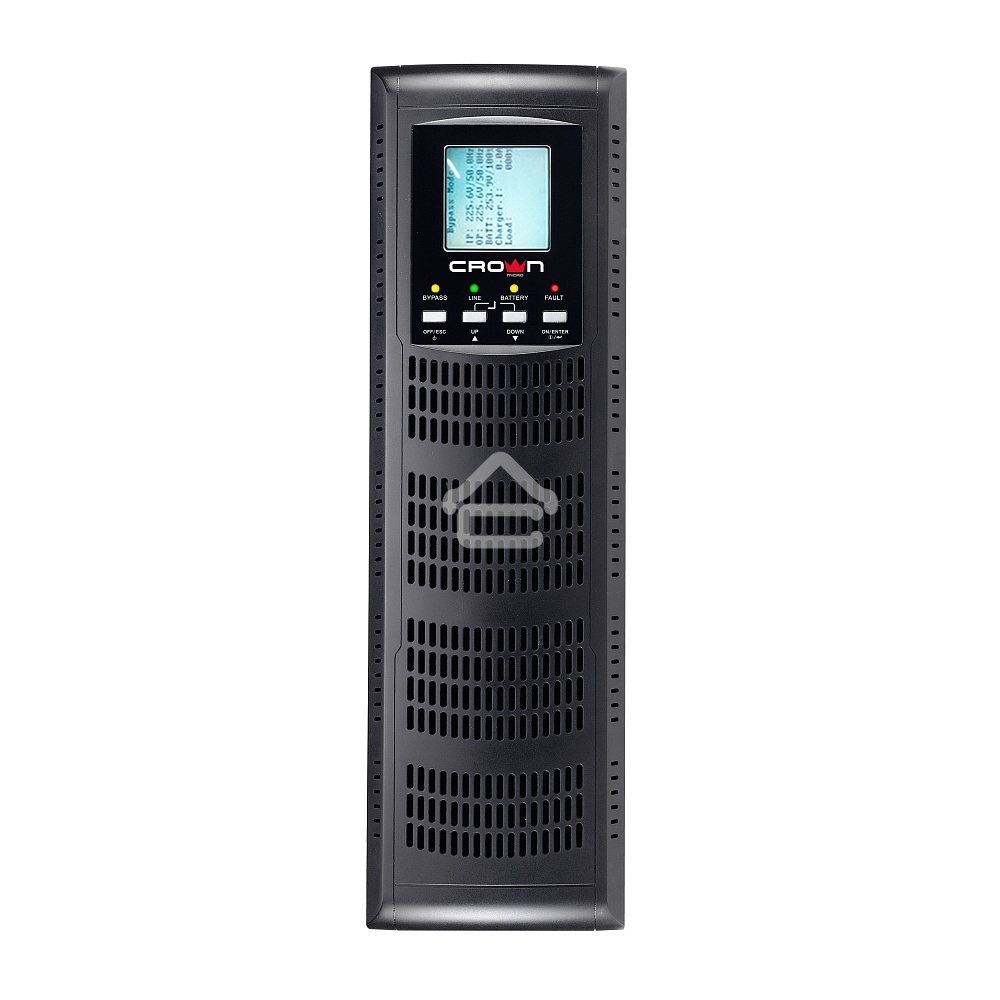 Источник бесперебойного питания CROWN On-Line CMUOA-300X-6K 6000VA/5400W, корпус металл, TOWER&RACK, 3U+3U, АКБ 16*12V/7AH, PF-0.9, AVR 110-300V, порт USB+RS-232, EPO, розетки - клемная колодка (Ph+N+GND), входной кабель 2,5 м, вентилятор охлаждения, авто
