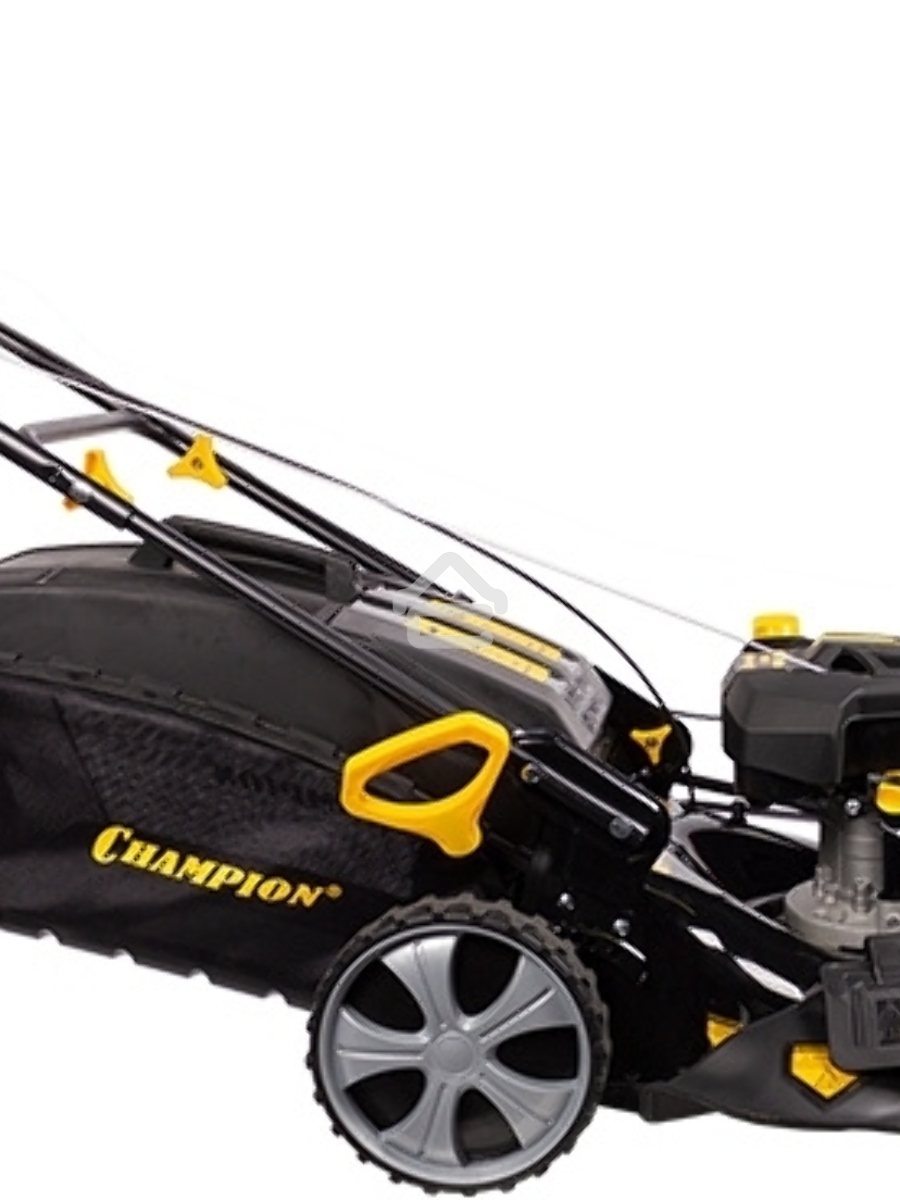 Газонокосилка CHAMPION LM5345 Мощность двигателя 4,5/6 кВт/л.с, Вес без травосборника 39,6 кг, Самодвижущаяся, Ширина кошения 530 мм, Высота кошения 25-75 мм, Тип/объем травосборника мягкий/75 л, Мульчирование, Боковой выброс, Задний выброс, Регулировка в
