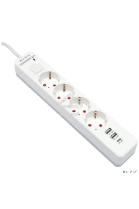 Сетевой фильтр Гарнизон EPS-OP-4-CU2-W-2 2.0 Мультипорт 4р, 10А, 1xType-C PD, 2 х USB QC, 4м, ур.защиты 4+, белый, пак(21449)