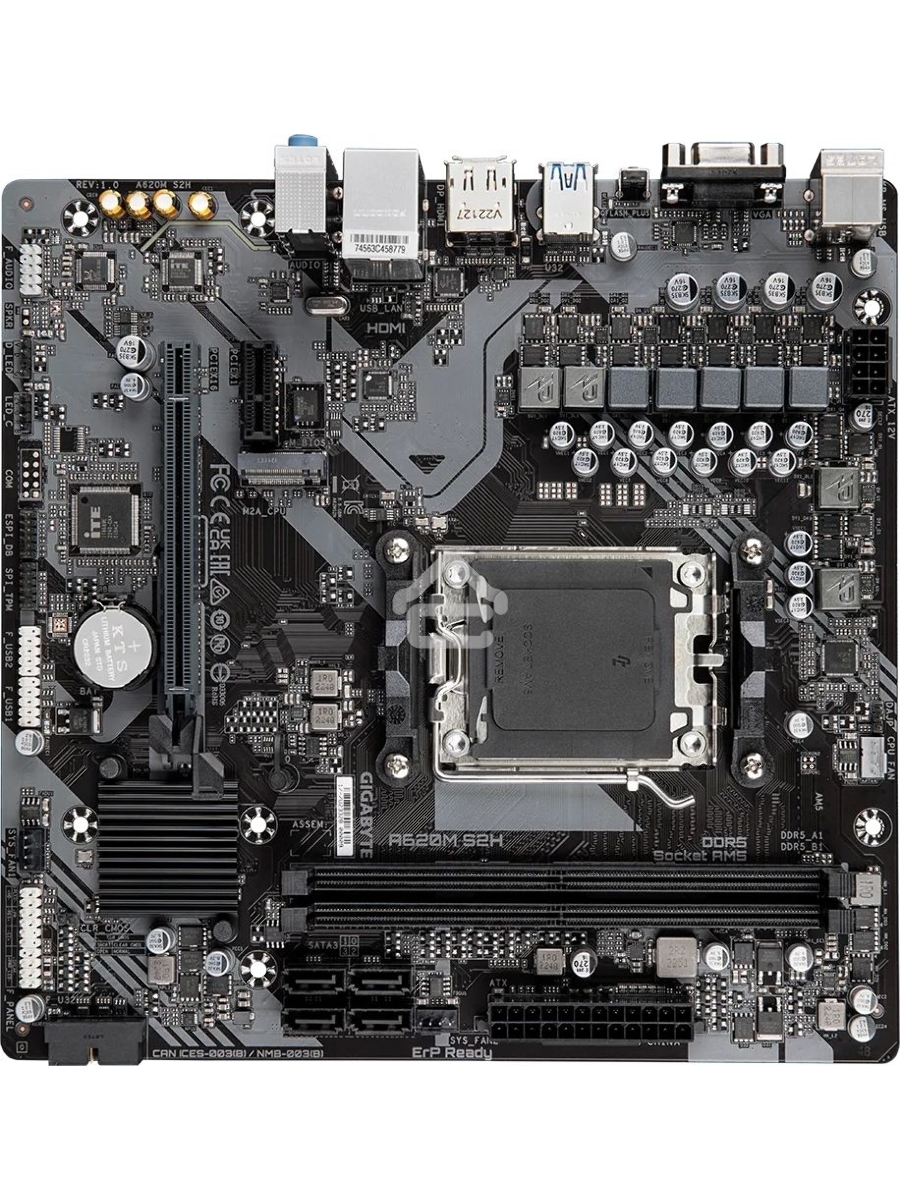 Материнская плата Gigabyte A620M S2H, Micro-ATX, AM5, AMD A620, 2xDDR5, 4xSATA, 1xM.2, 1xPCI-E 4.0 x16, 1xDP, 1xHDMI, 1xVGA, 1x1Gb LAN, 2xUSB 3.2 Gen 1, 4xUSB 2.0, 3x3.5mm, 7.1, mATX
