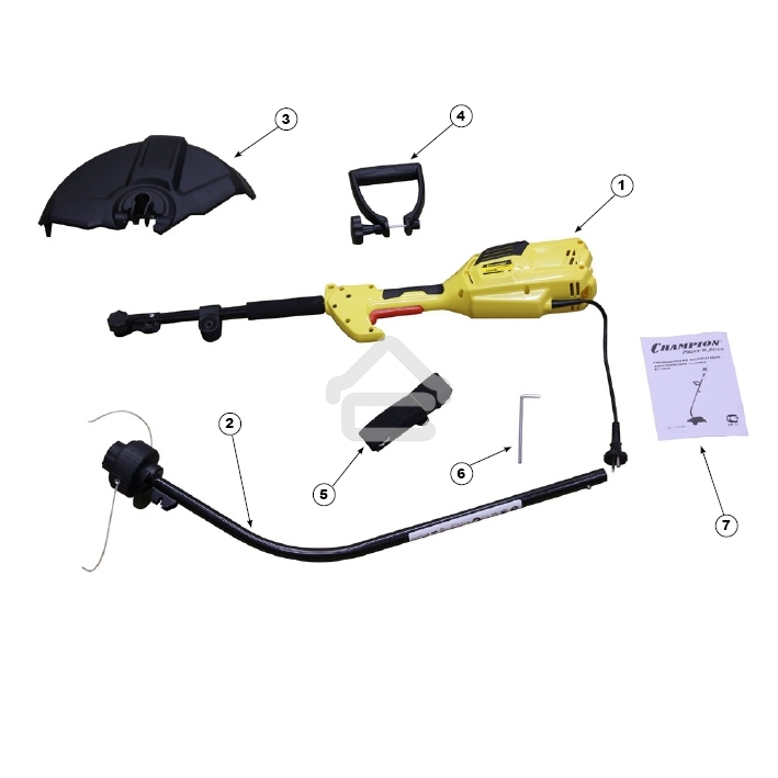 Триммер электрический Champion ET1003A 1000Вт 35см верхний двиг., изогнутая разъемная штанга 3.9кг