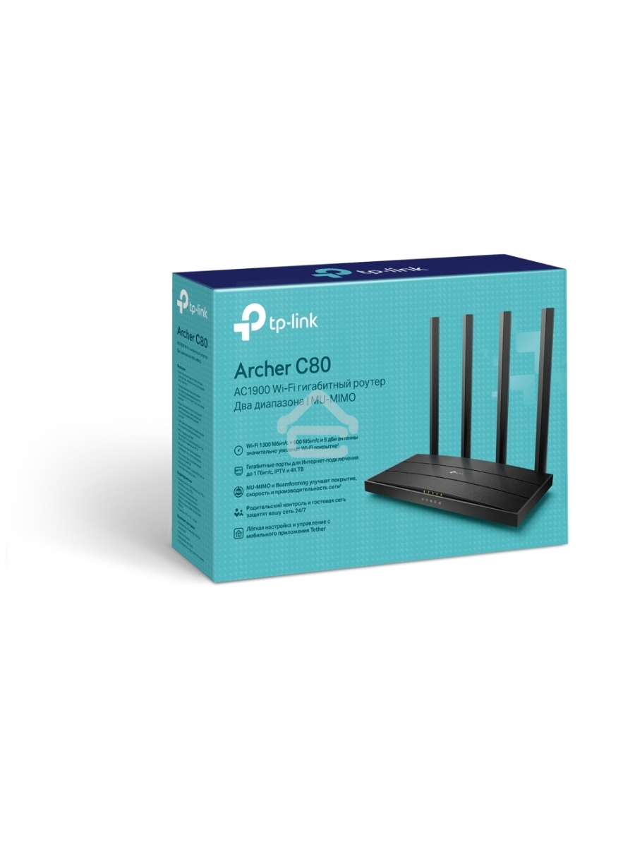 Роутер беспроводной TP-Link Archer C80 AC1900 10/100/1000BASE-TX черный