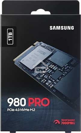Накопитель SSD Samsung 980 PRO, 1TB, PCIe 4.0 x4, M.2 2280, NVMe, R/W 7000/5000