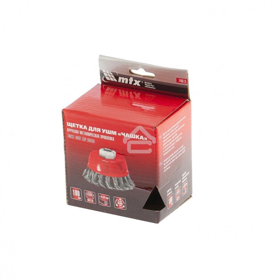 Щетка Matrix для УШМ, 100 мм, М14, Чашка, крученая проволока 0,35 мм