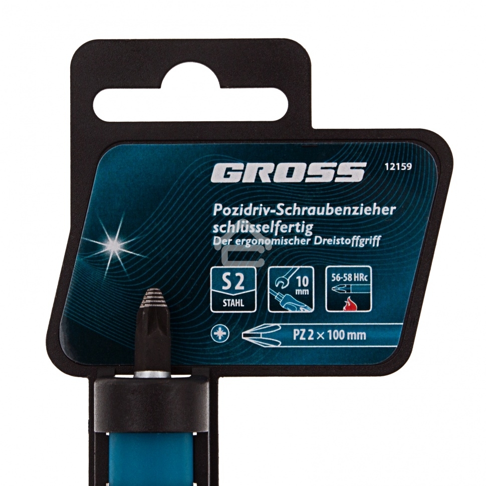 Отвертка Gross PZ2x100 мм, S2, 3к ручка
