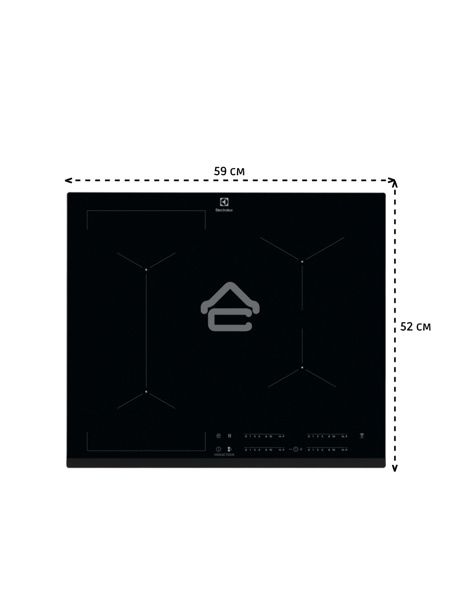 Встраиваемая  индукционная панели Electrolux CIV634 на 4 конфорки, cтеклокерамика, мощность: 7200 Вт, независимая установка, слайдерное управление,размеры (ШхГ): 59x52 см