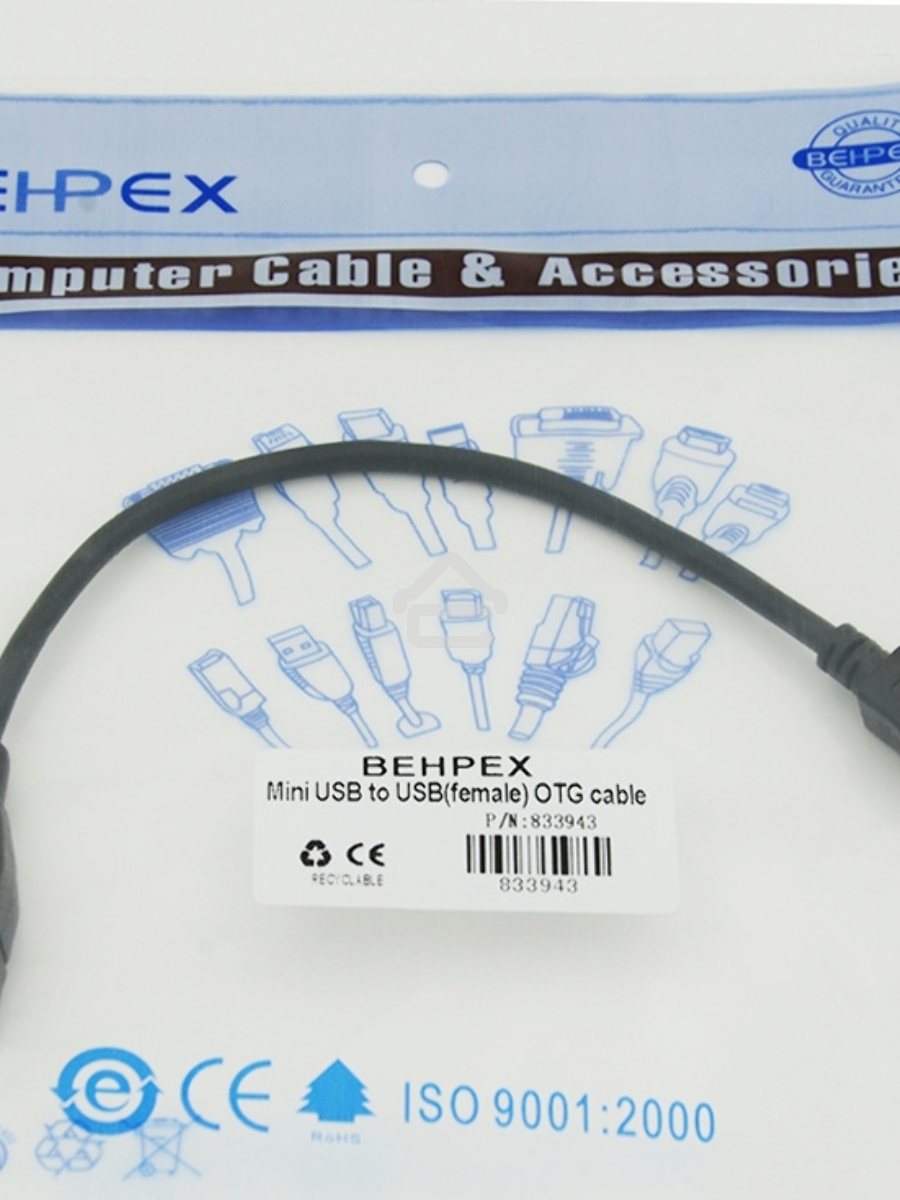 Кабель USB Behpex OTG USB(f)/miniUSB (0.2м)