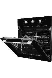 Духовой шкаф MONSHER MOE 6062 Noir, 5 режимов работы, объем духовки 58 л., утапливаемые переключатели, механический таймер, 2 стекла в дверце, энергоэффективность А, цвет: черный,фурнитура серебряная