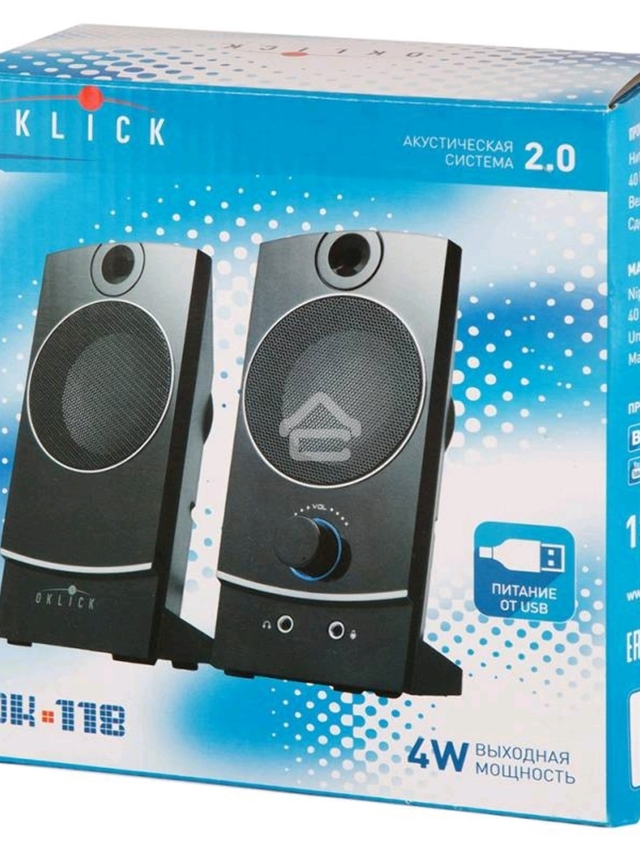 Колонки Oklick OK-118 2.0 черный 4Вт