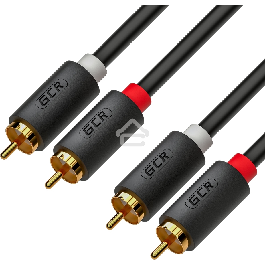 Кабель Greenconnect GCR-53116 5.0m аудио 2 х RCA / 2 х RCA, GOLD, черный