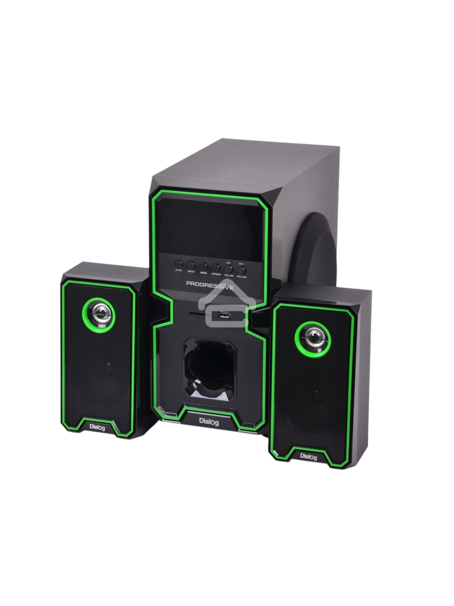 Колонки Dialog Progressive AP-222B BLACK - акустические колонки 2.1, 30W+2*10W RMS, Bluetooth, USB+SD reader