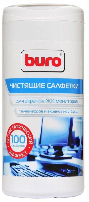 Салфетки Buro BU-Ascreen для экранов мониторов/плазменных/ЖК телевизоров/ноутбуков туба 100 шт влажных
