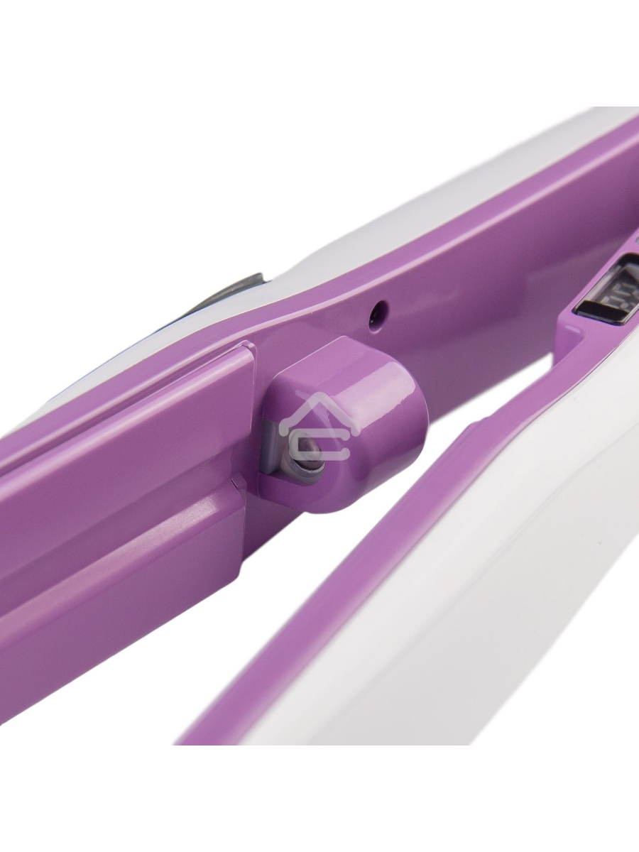 Щипцы для волос Galaxy Line GL 4516, фиолетовый, 45 Вт, максимальная температура 200°С, система ультразвукового распыления воды, съемный резервуар для воды, нагр. элемент с защитой от перегрева, пластины с керам. покрытием, ЖК-дисплей с индикацией темпера