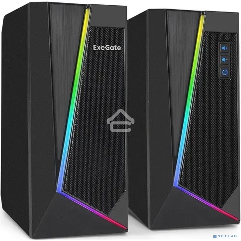 Акустическая система 2.0 ExeGate EX289688RUS Accord 240 (питание USB, 2х3Вт (6Вт RMS), 60-20000Гц,  черный, RGB подсветка)