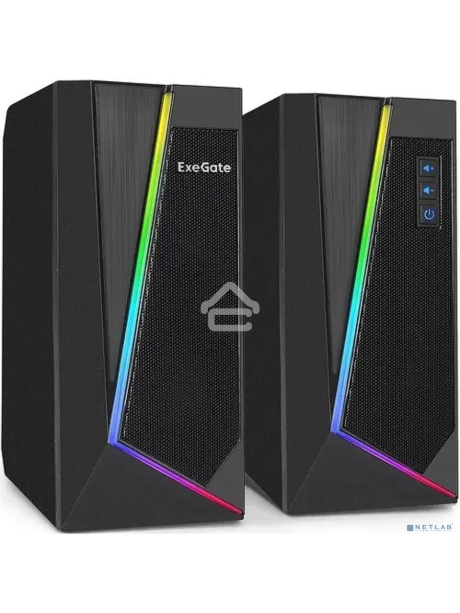 Акустическая система 2.0 ExeGate EX289688RUS Accord 240 (питание USB, 2х3Вт (6Вт RMS), 60-20000Гц, цвет черный, RGB подсветка)