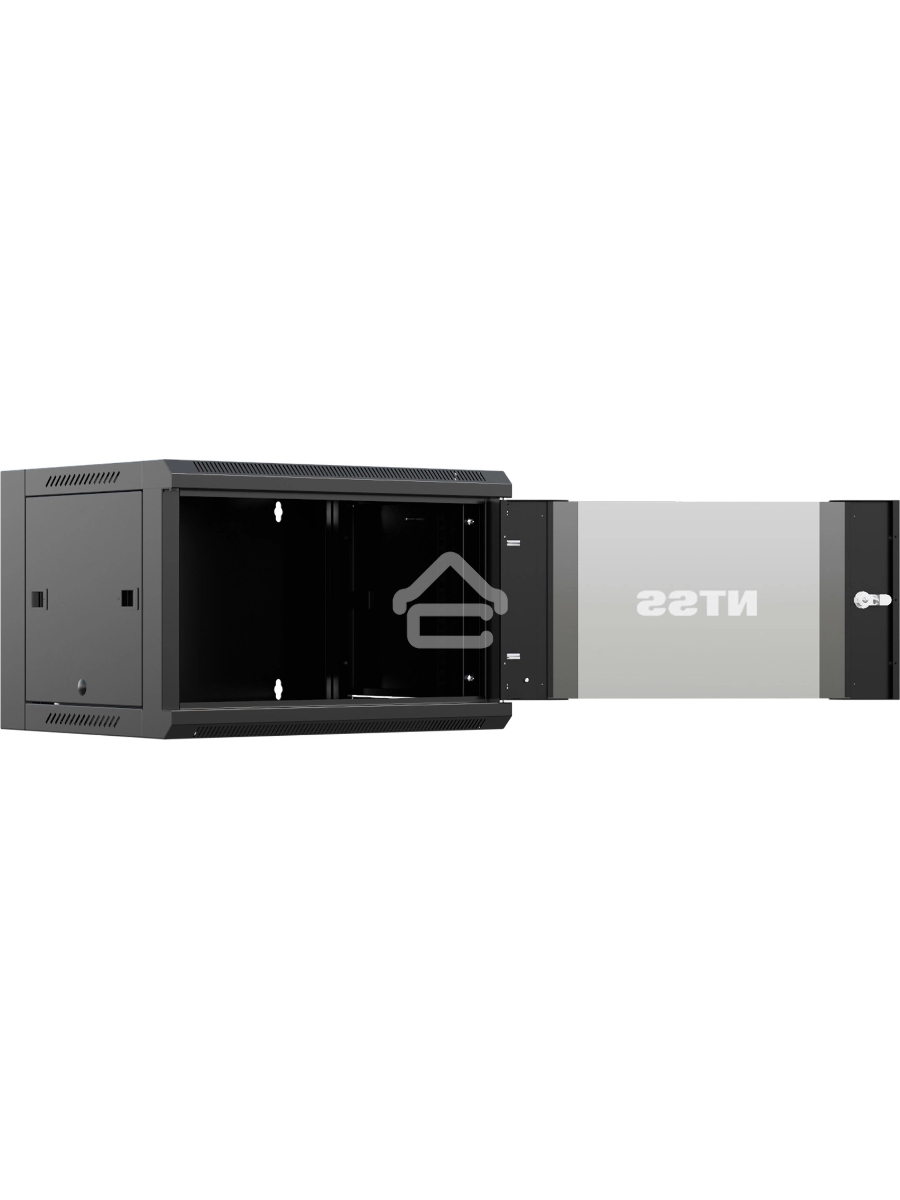 Шкаф коммутационный NTSS NTSS-W12U6045GS (NTSS-W12U6045GS-BL) настенный 12U 570x450мм пер.дв.стекл 60кг черный 350мм 22.2кг 220град. 635мм IP20 сталь