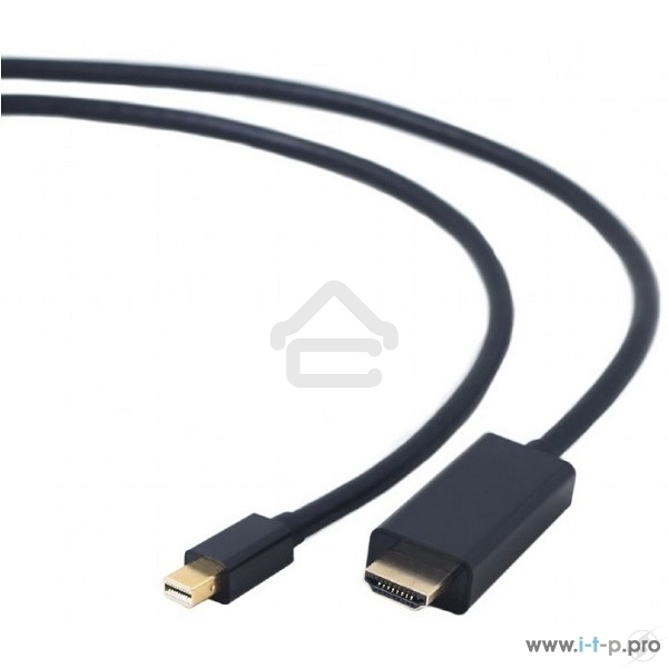 Кабель Cablexpert mDP-HDMI, 20M/19M, 1.8м, черный, позол.разъемы, пакет (CC-mDP-HDMI-6)