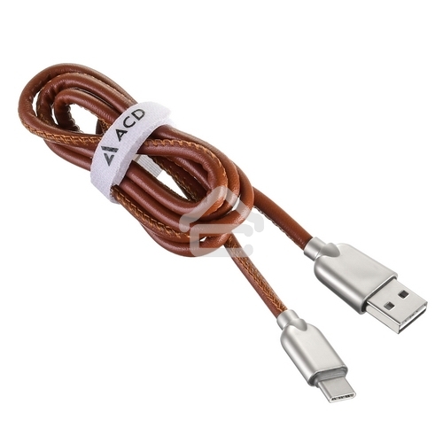Кабель USB ACD-Allure Type-C ~ USB-A Кожа, 1м, коричневый