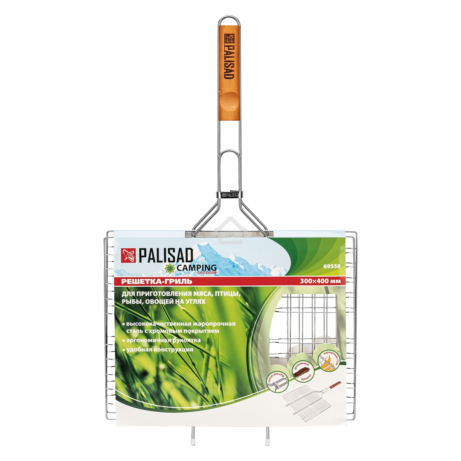 Решетка-гриль 300х400 мм, хромир., Camping Palisad
