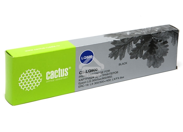 Картридж матричный Cactus CS-LQ800 черный (12.7 мм, 10 м, 2 500 000 знаков) для Epson LQ-300/5xx/800/850/ERC-19/LX-300/300+/400/MX 80